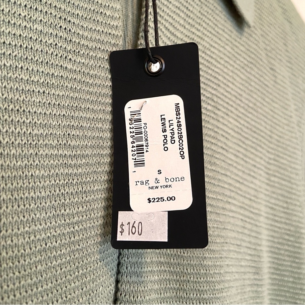 $225 Rag & Bone Lewis Knitwear Polo Sage Green - Picture 8 of 9